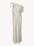 Asymmetrical Draped Tie‑Shoulder Maxi Dress