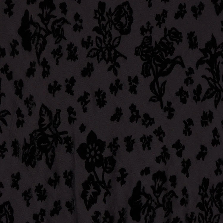 Black Flocked‑Floral Sheer Cropped Cami Top