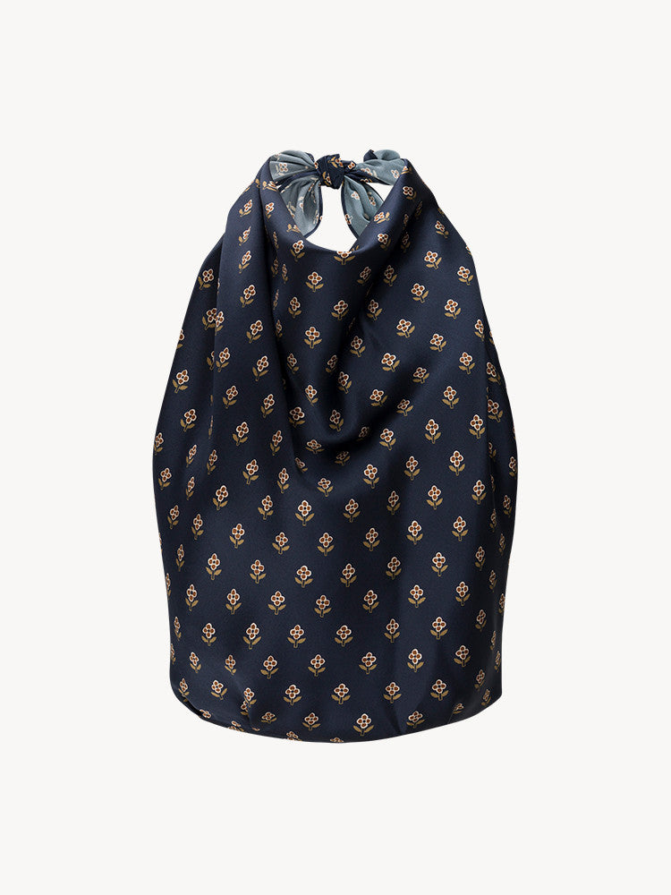 Navy Ditsy Floral Halter Top