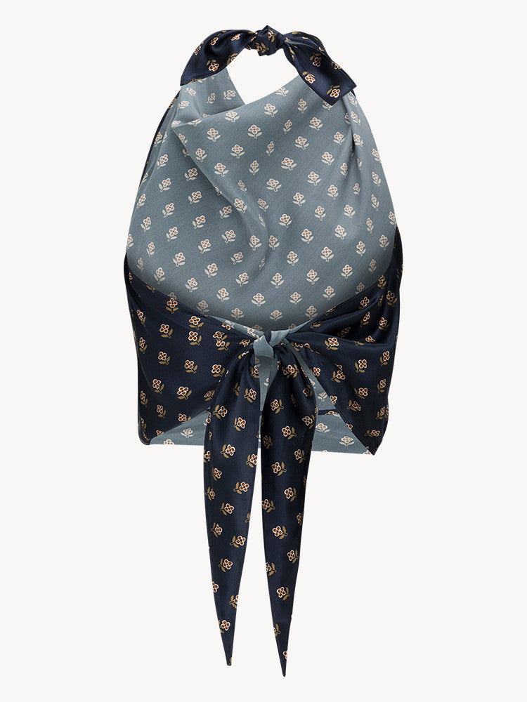Navy Ditsy Floral Halter Top