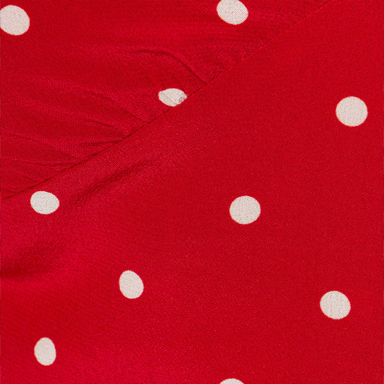 Red Polka‑Dot Silk Satin Cropped Halter Top